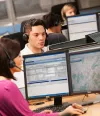 Operators on phone on Renault Trucks service center